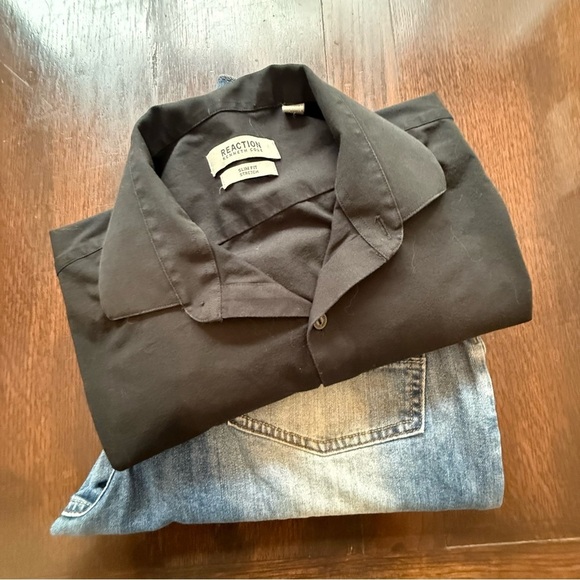 Kenneth Cole Reaction Shirt Mens L (16) Wrinkle Free Slim Fit Dress Long Sleeve - Picture 2 of 7